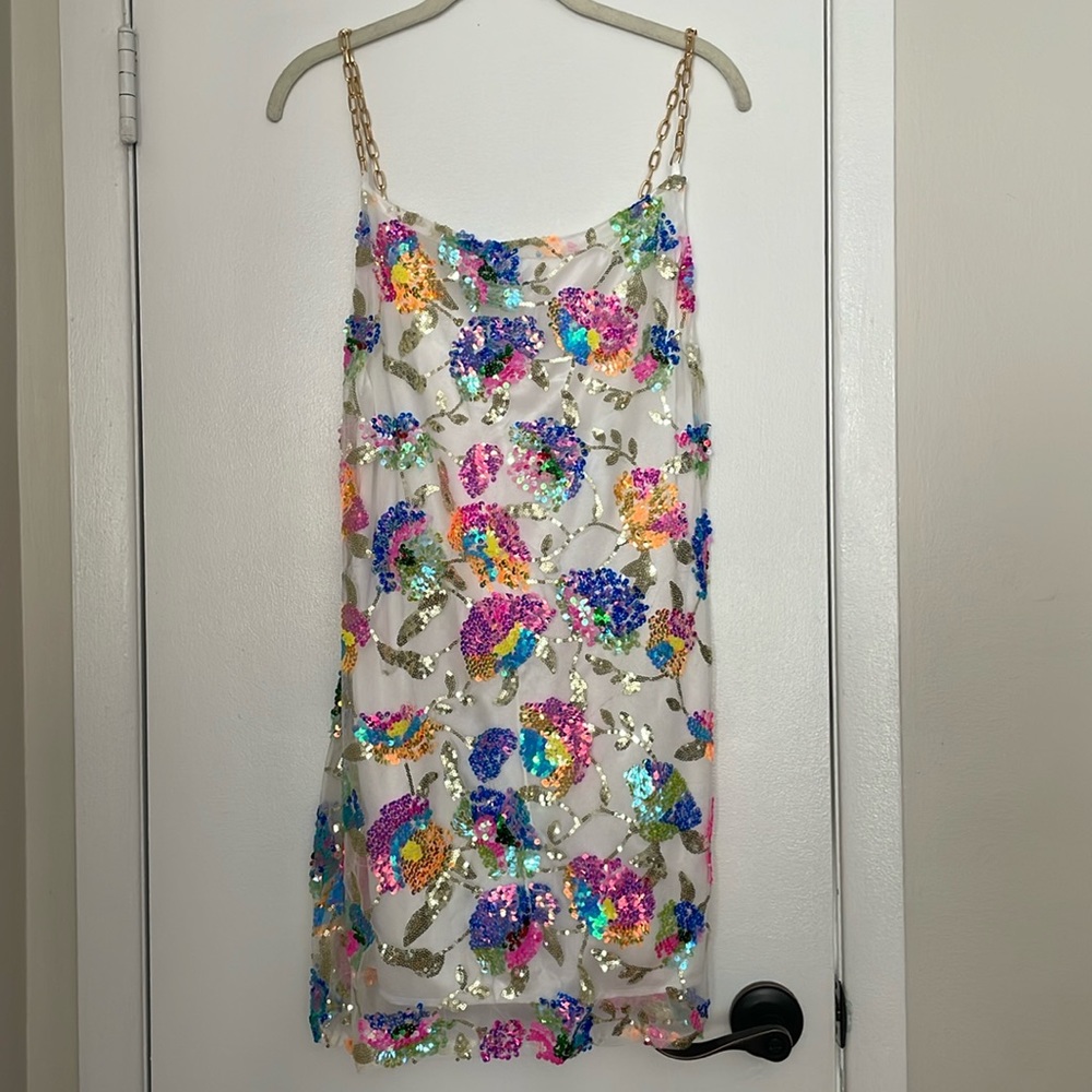 White sequin mini dress